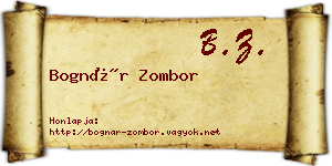 Bognár Zombor névjegykártya